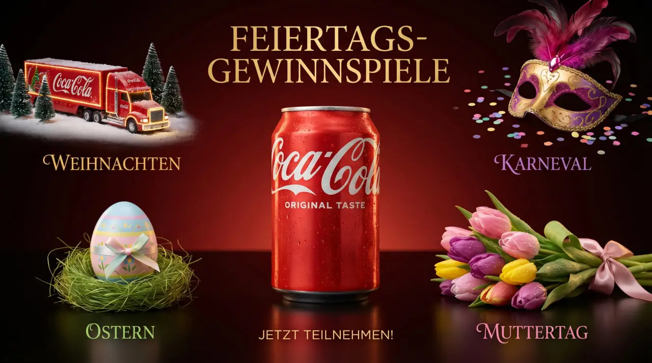 Coca-Cola Feiertags-Gewinnspiele Kalender 2026 Weihnachten Ostern Muttertag