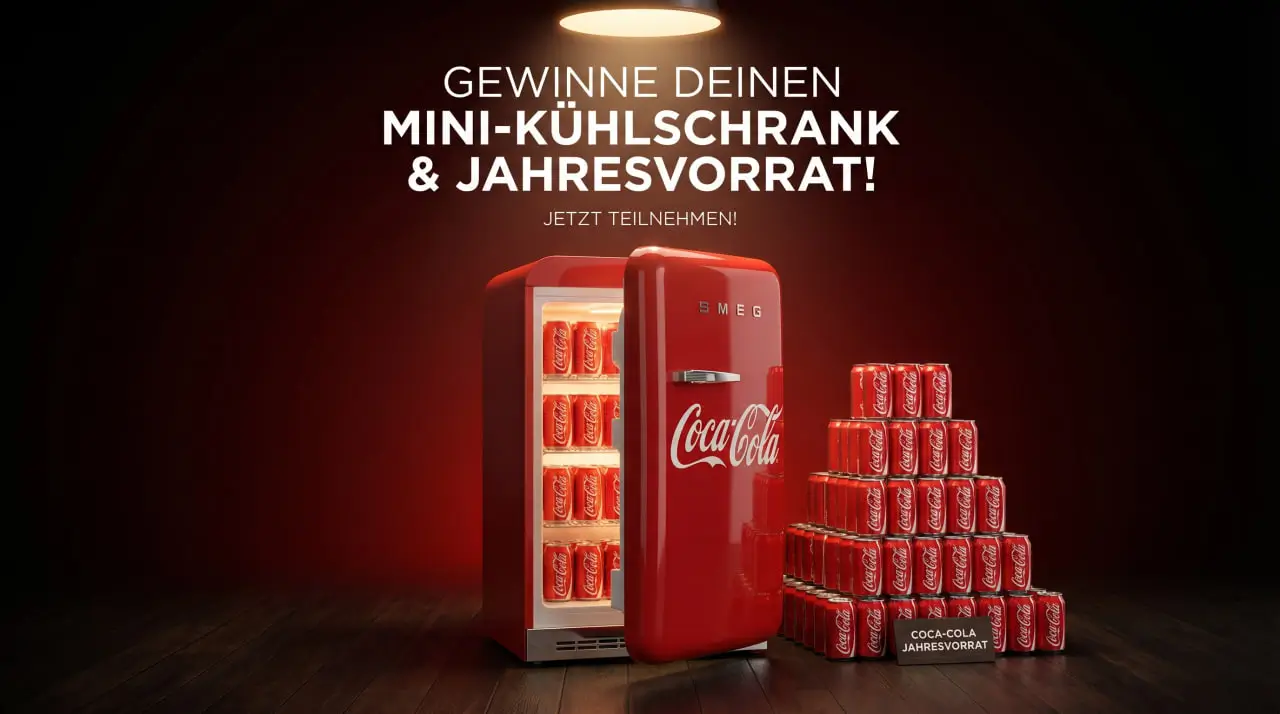 Coca-Cola Mini-Kühlschrank und Jahresvorrat gewinnen 2026